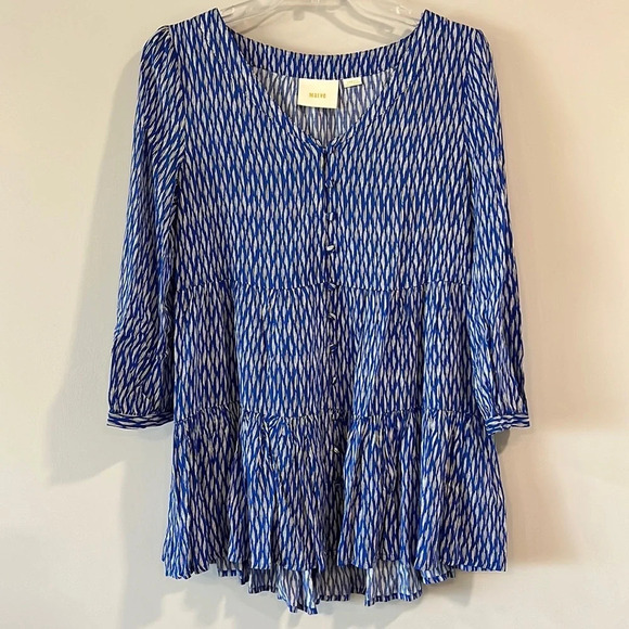 Maeve Tops - Maeve - XS, blue tunic blouse, 3/4 sleeve